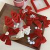 Crown Velvet Red Bow Hairpin Cloth Hanfu Hair Sticks All-match Ancient Style Hairpin  Children
