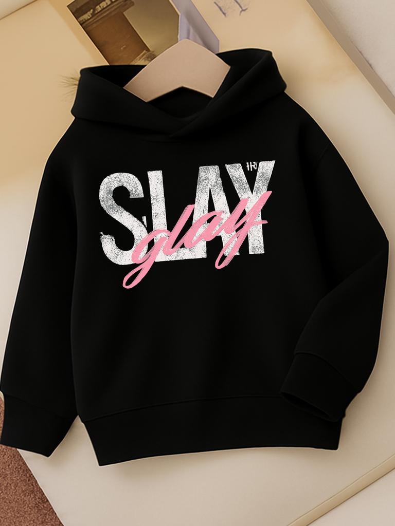 Kids Casual Hooded Pullover Sweatshirt, Eye-catching Distressed Slogan Print, Soft Fabric All Day Comfort, Suitable For Kids Daily And Weekend Outings