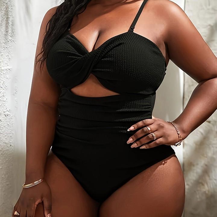 2024 Европейский и американский купальник бикини без спинки больших размеров - Однотонный, Высококлассный и Сексуальный