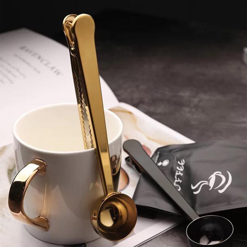 Кофейная ложка «два в одном», уплотнительный зажим для кофейной ложки, кухонные золотые аксессуары, украшение для кафе Expresso Cucharilla