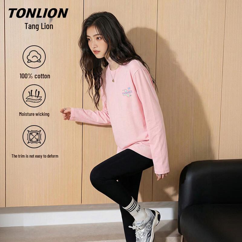 Женская футболка TonLion с длинным рукавом из чистого хлопка