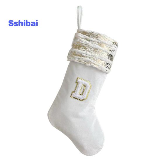 Рождественский чулок с вышивкой и ремешком, износостойкие носочки большой емкости с рождественскими буквами, подвесное украшение