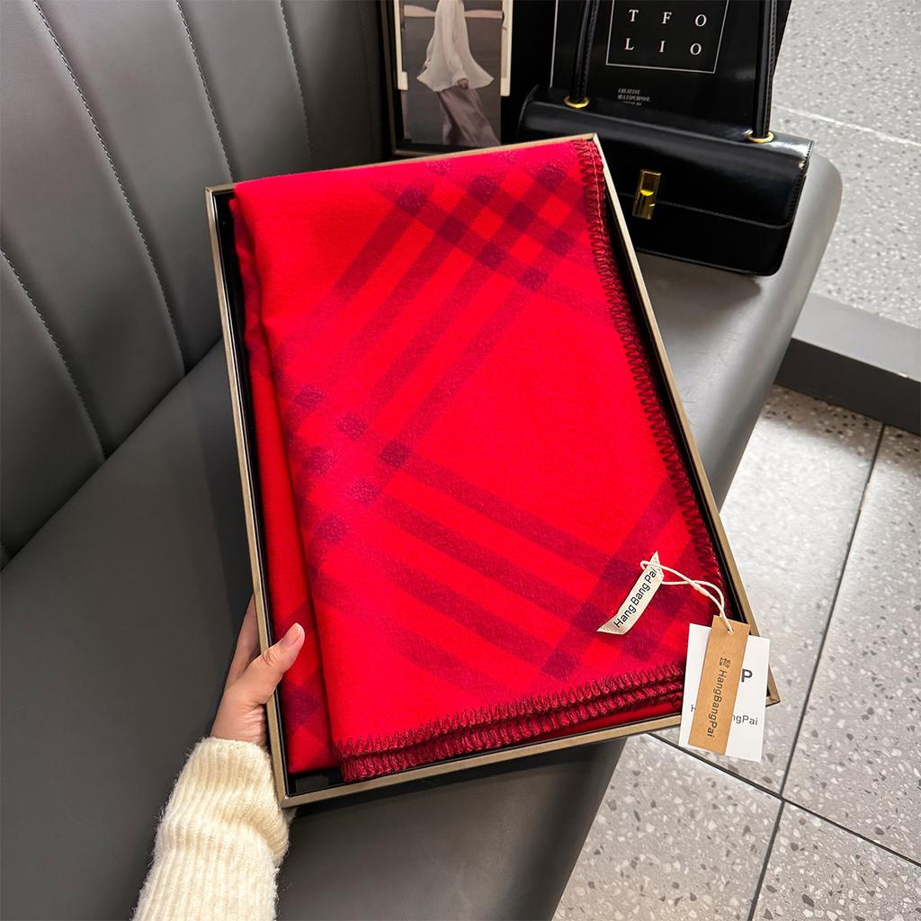 New Women Plaid Designer Scarf Winter Warm Imitation Cashmere Shawl Neck Bandana High Quality Luxury Thickened Scarves Windproof