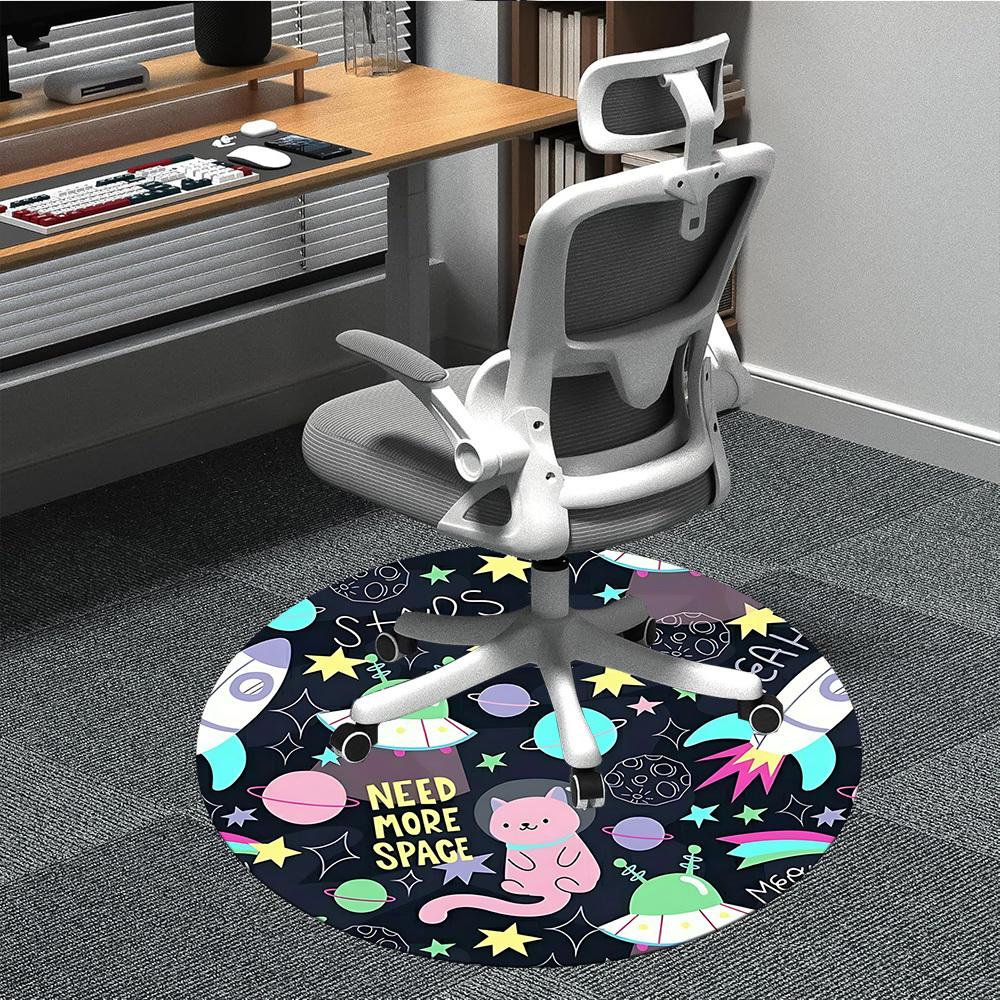 1pc Space Cats Office Round Area Rug, Under Office Chairs Bedroom Living Room Home Decor, Room Deco, Available in Various Sizes