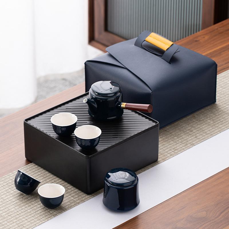 Керамический Портативный Дорожный Чайный Набор Кунг-Фу Подарки для Годового Собрания Бизнес-Предприятия Банковской Компании
