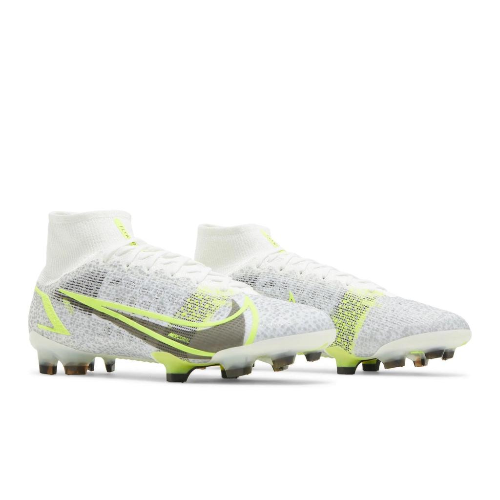 Nike Mercurial Superfly 8 Elite FG 'Белый Неоновый' (унисекс) Белые / Металлический Серебристый / Вольт / Черные Футбольные Бутсы CV0958 107