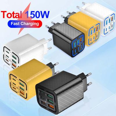 Всего 150 Вт USB зарядное устройство 6 портов Type C быстрая зарядка мобильный телефон настенный адаптер EU/US вилка для iPhone 15 Samsung Xiaomi