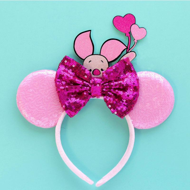 Cartoon Piglet Tigger Hair Accessories Women Winnie the Pooh Bear Ears Hairbands Kids Eeyore Bow Headbands For Girls Gift
