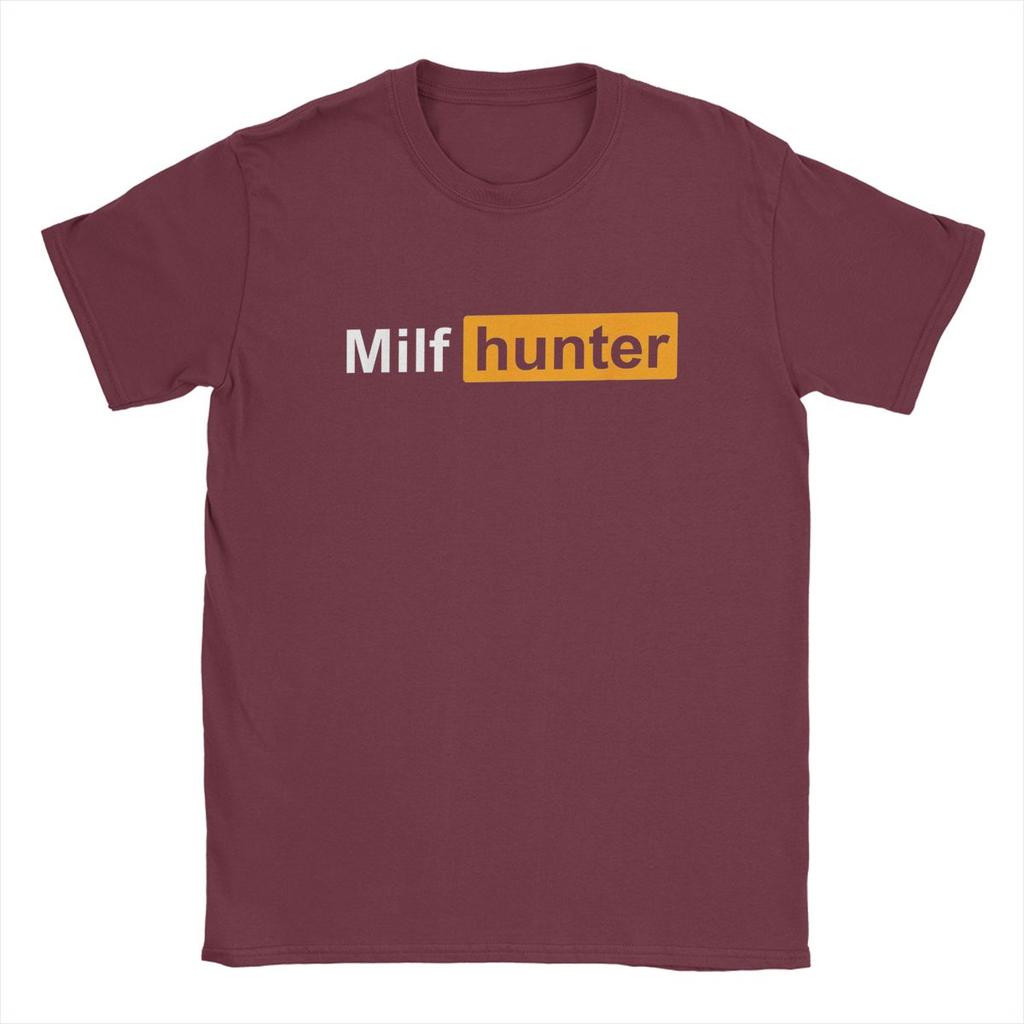 Мужская футболка MILF Hunter Юмор Шутка Милфы Повседневная Хлопковая Футболка С коротким рукавом Смешная Порно Футболка hub Круглый вырез Одежда Большого размера