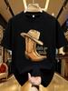 Wzm1041162creative Boot Print Plus Size Unisexs Round Neck Summer Casual Short Sleeved Street Fashion Versatile Tshirt