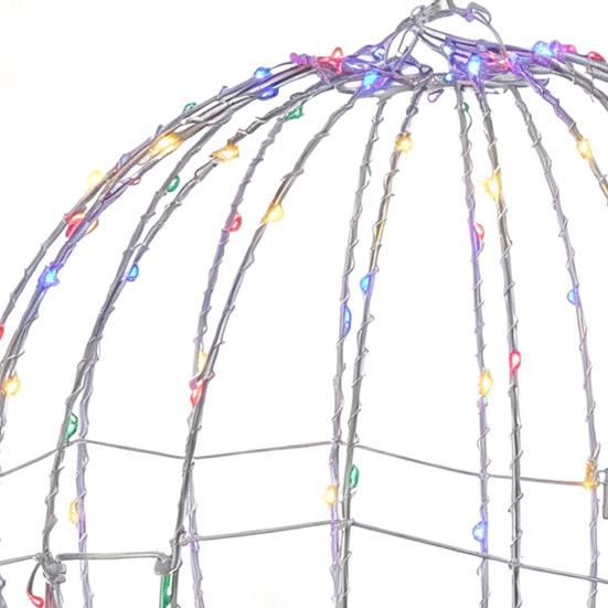 Рождественский светодиодный шар Складной большой светящийся шар для елки Металлический каркас Сферический светильник для внутреннего и наружного оформления Сад Патио Декор