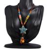Ethnic Style Ceramic Long Necklace Women's New Style Antique Hanging Decoration Colorful Adjustable Starfish Sweater Chain