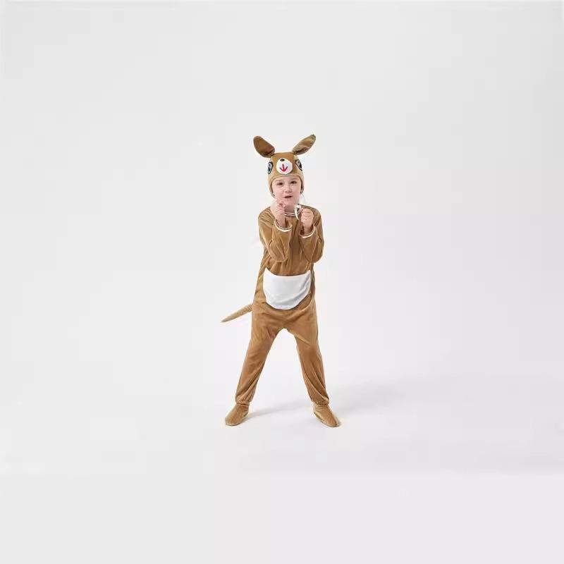 Детский костюм кенгуру на Хэллоуин, милый мужской и женский весенне-осенний велюровый мультяшный комбинезон для тепла