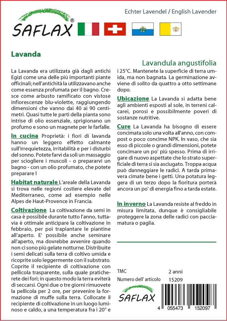 SAFLAX Garden in the Bag - Английская лаванда - 150 семян - С субстратом в подходящем мешке - Lavandula angustifolia