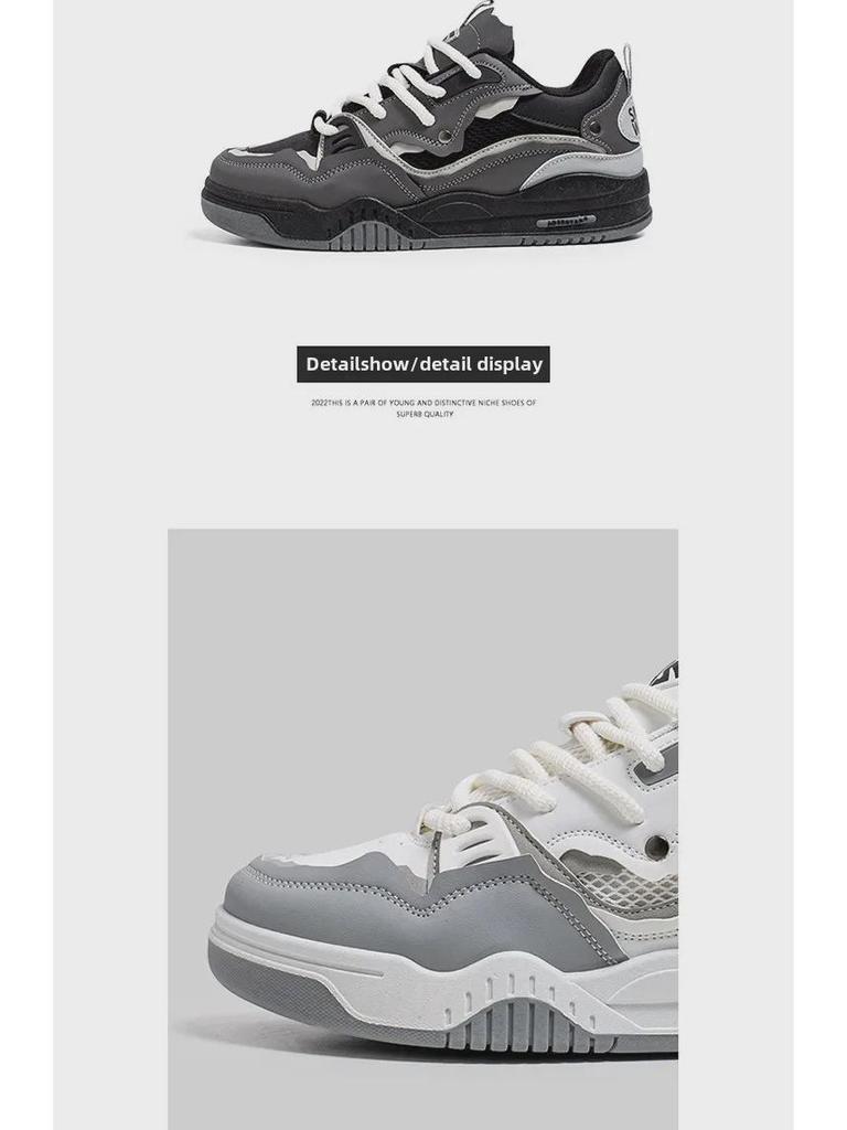 Мужские кроссовки в стиле ретро, увеличивающие рост, с нескользящей подошвой — весна и осень 2025 г., гонконгский стиль