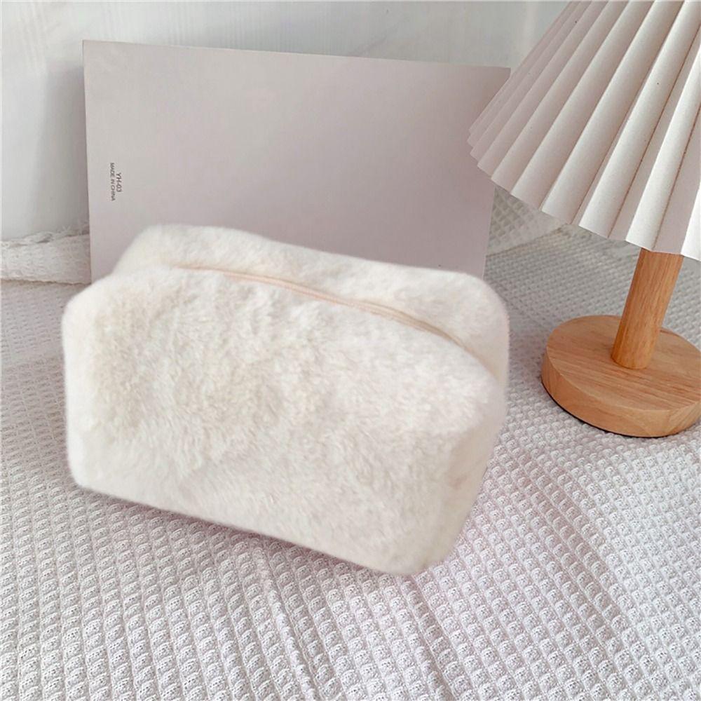 Durable Plush Cosmetic Bag Travel Organizer Large Capacity Makeup Bag Portable Storage Bag