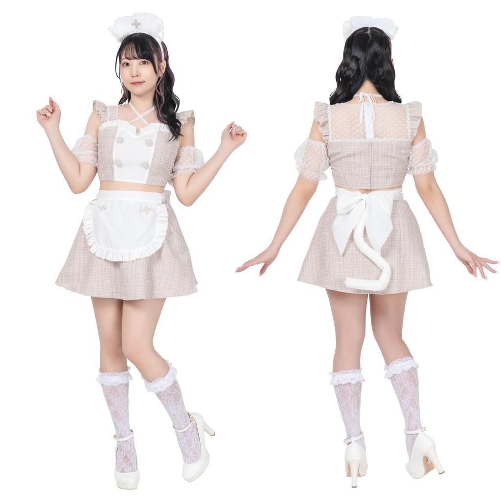 Lyrical Palette Косплей Хэллоуин Минетта Медсестра Горничная Бежевый [Прозрачный камень] Женский