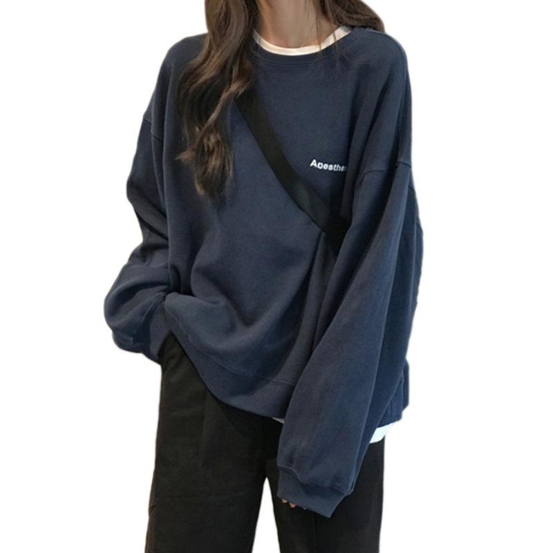 Autumn Letter Loose Long Sleeve Sweatshirt Women's Plus Size Jacket
