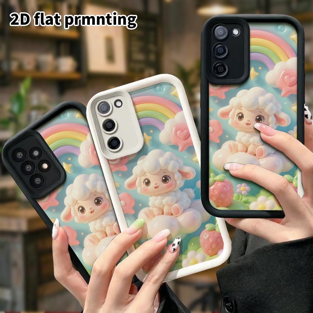 Чехол для телефона: 2D плоский дизайн, подходящий для защитного чехла Samsung Galaxy A34 A35 M05 M06 S20 S22 S21 FE Plus 5G, кудрявый ягненок, идеальный Рождественский an