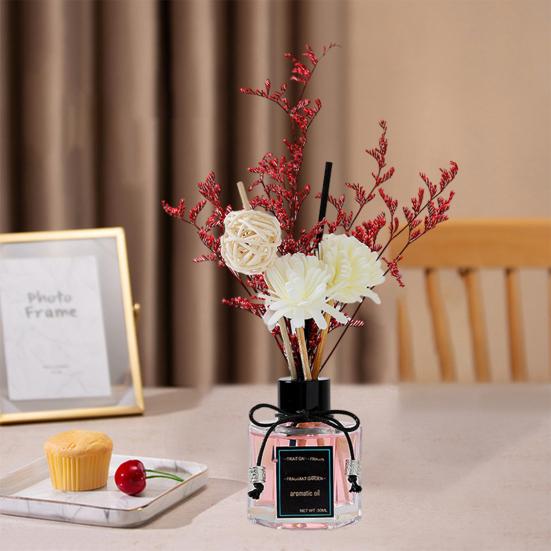 Стеклянный диффузор 50 мл, растение из ротанга, дезодорирующий, декоративное, удаление запахов, сухой цветок, беспламенная ароматерапия