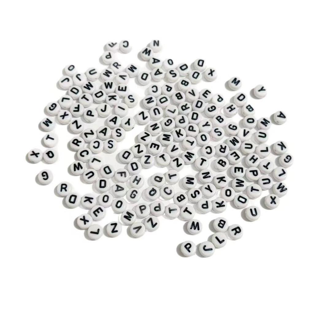 Акриловые бусины с английскими буквами 4x7 мм для изготовления украшений своими руками - Плоские бусины для браслетов и ожерелий