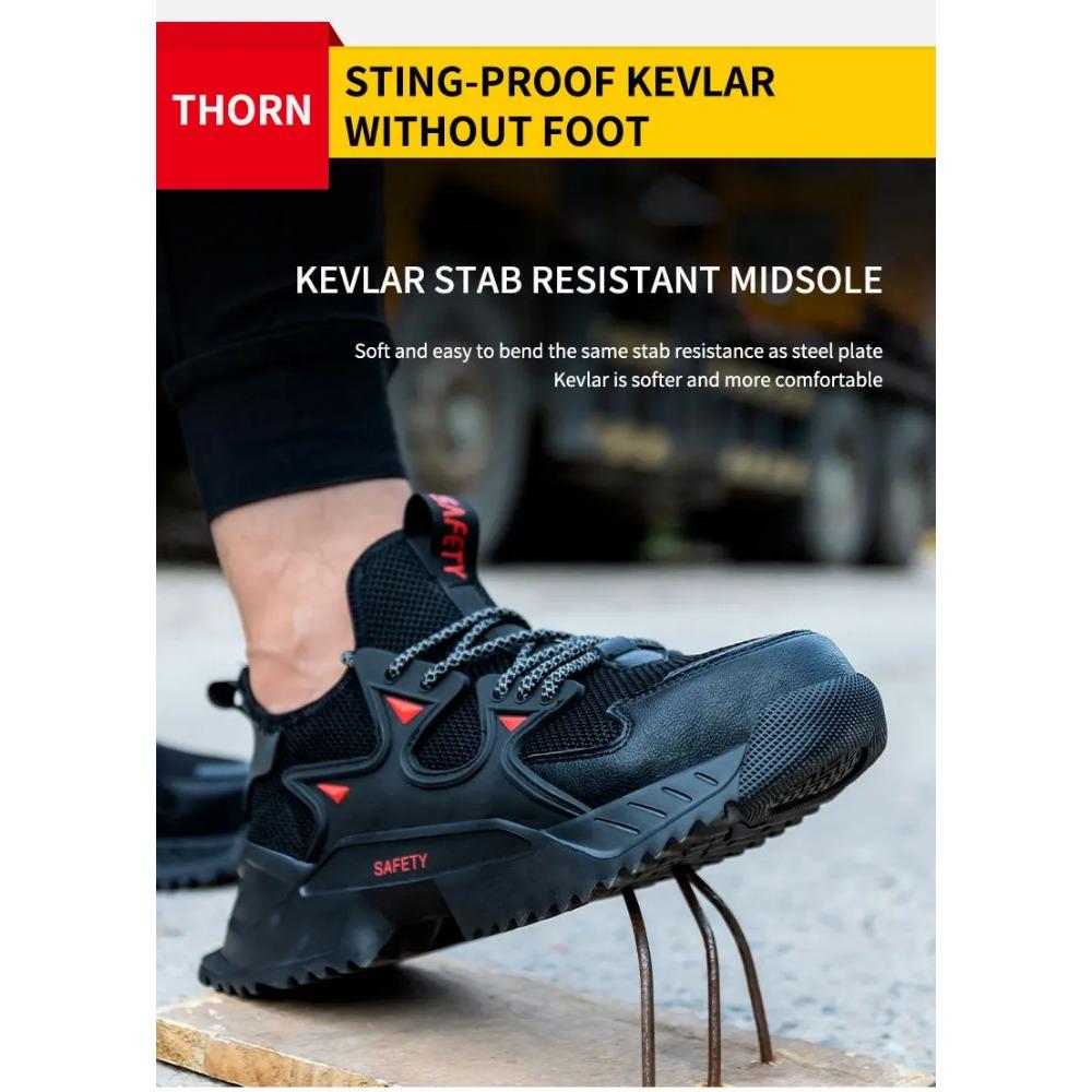 Summer Work Shoes Anti Puncture Breathable Safety Shoes Anti Slip Lightweight Work Shoes Steel Toe Sneakers Men Security Shoes