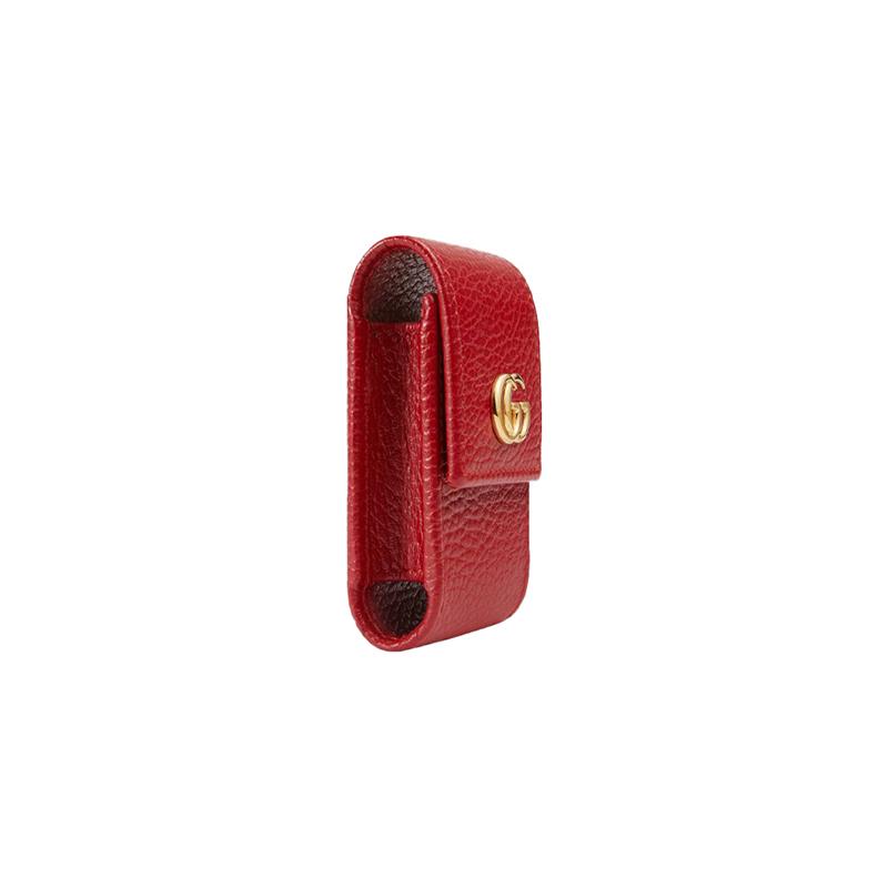 Gucci Marmont Gold Label Logo Leather Charm Key Case Wallet Women's Red