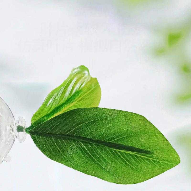 1 Pc Green Leaf Hammock For Betta Fish Stress-Reducing Aquarium-Safe Decor With Suction Cup For Fish Tank Fake Plants Decoration