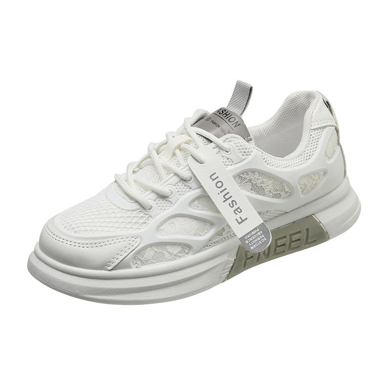 Little White Shoes Women's 2025 New Summer Mesh Shoes Versatile Thick-soled Thin Breathable Casual Sports Dad Board Shoes