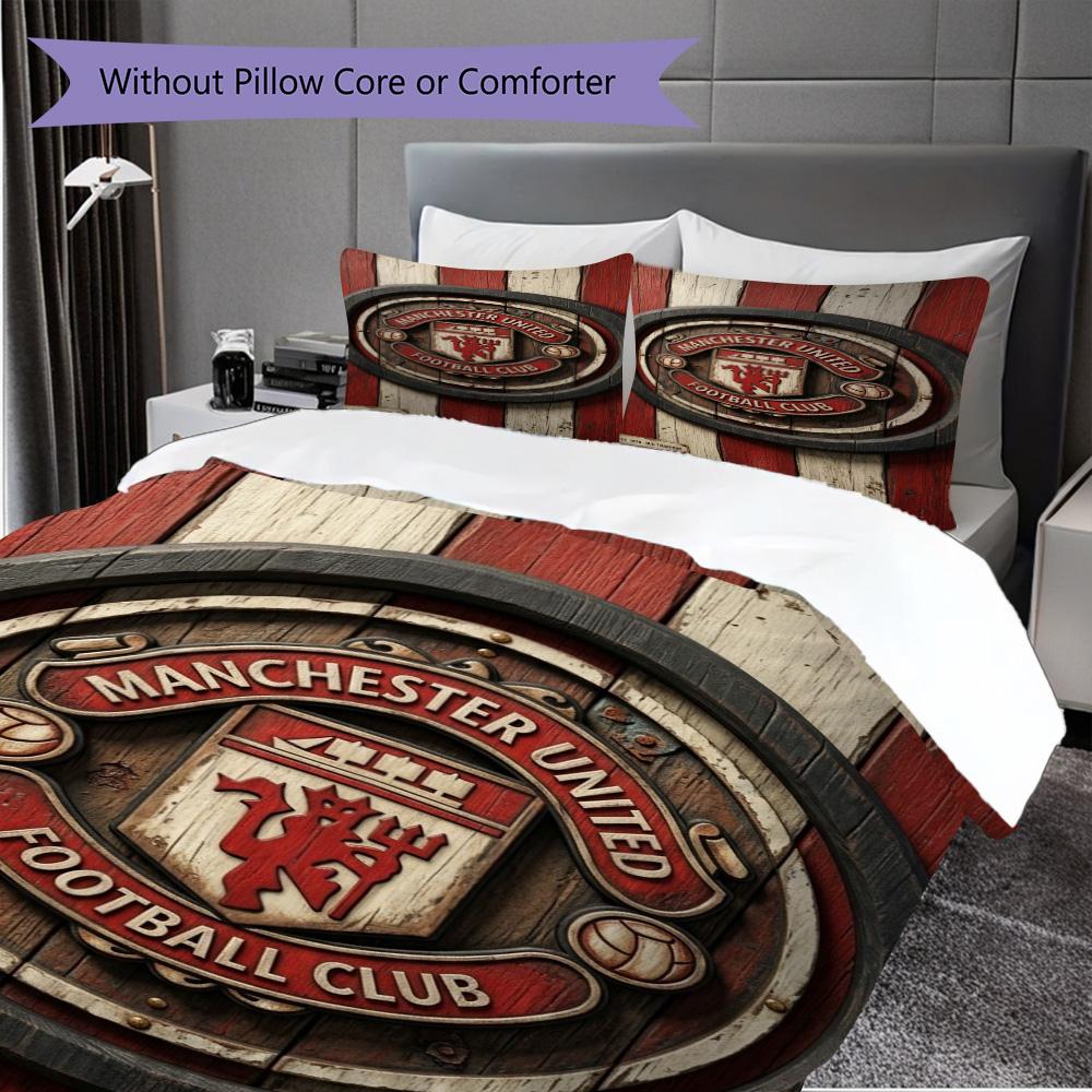 Manchester Glory Bedding (1 * duvet cover + 2 * pillowcase, without core) 2D Flat Soft and comfortable Christmas birthday gift