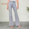 Женские зимние джинсы средней талии с застежкой-молнией на пуговицах, большого размера, облегающие, с карманами, прямые, широкие, повседневные, длинные брюки