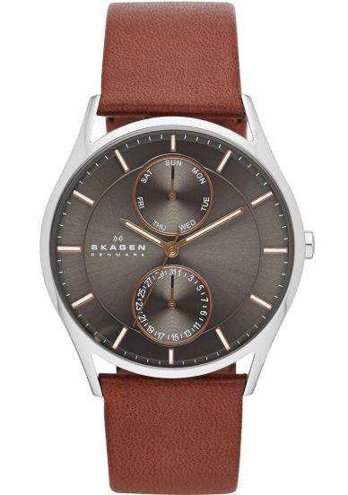 Skagen Holst Угольный Циферблат Коричневый Кожаный Мужские Часы Женские Кварцевые Часы Holst Угольный Циферблат Коричневый Кожаный Мужские Часы 6 SKW6086