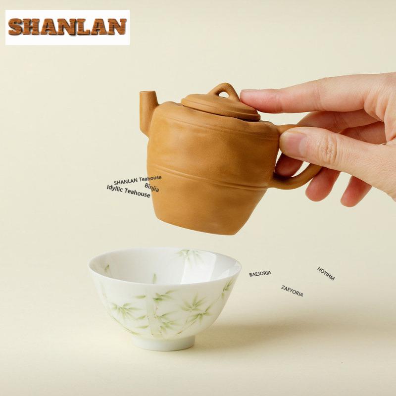 Hand-painted Bamboo Tea Set Complete Set Creative Tea Ceremony Set Tea Soaking Teapot And Tea Cup Set Cafes Supplies Decoration