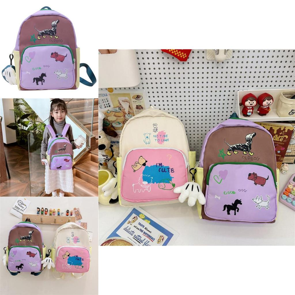 Adorable Cartoon Oxford Cloth Backpack For Kids In Pink Or Purple For School Use