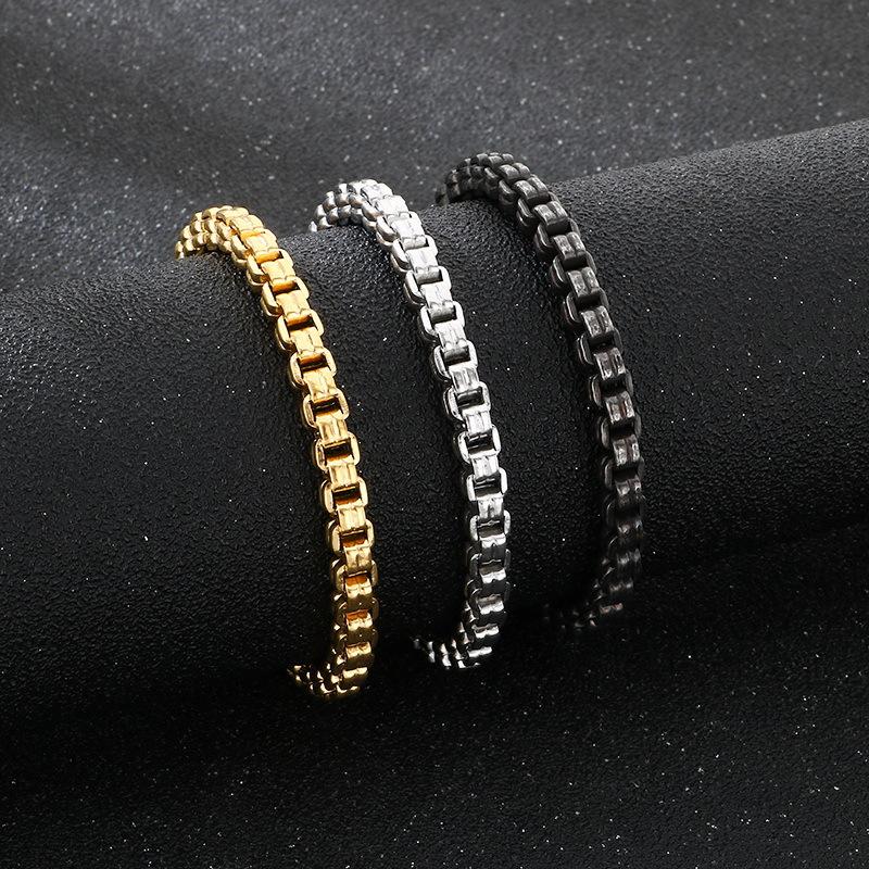 Neutral Style Adjustable Square Link Hand Bracelet Stainless Steel Unisex Rectangular Clasp Versatile Daily Wear Stackable