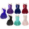 Girls' Figure Skating Dress Sleeveless Ballet Leotard Dress with Rhinestone Competition Costume Gymnastics Suit