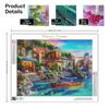 Полная круглая алмазная живопись, вышивка крестиком, пейзаж, распродажа, дом, парусная лодка, мозаичное украшение для дома 30x40 см/12x16 дюймов