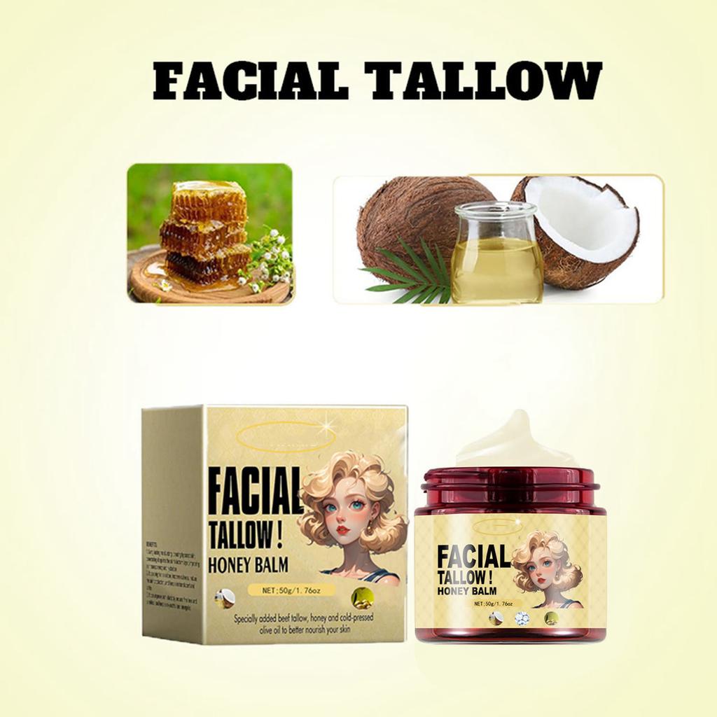 Tallow Moisturizer, Tallow Honey Moisturizer, Moisturizer, Skin Rejuvenation Moisturizer, Soothing Emollient Shea Butter, Free, 50g