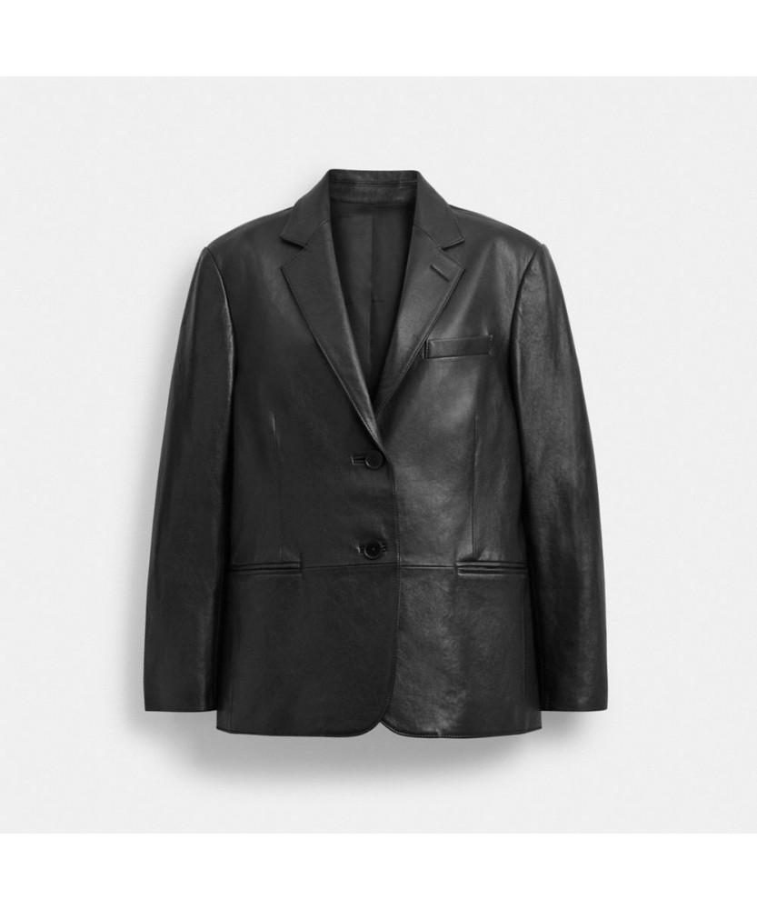 COACH Relaxed Leather Blazer Ceo78 Blk