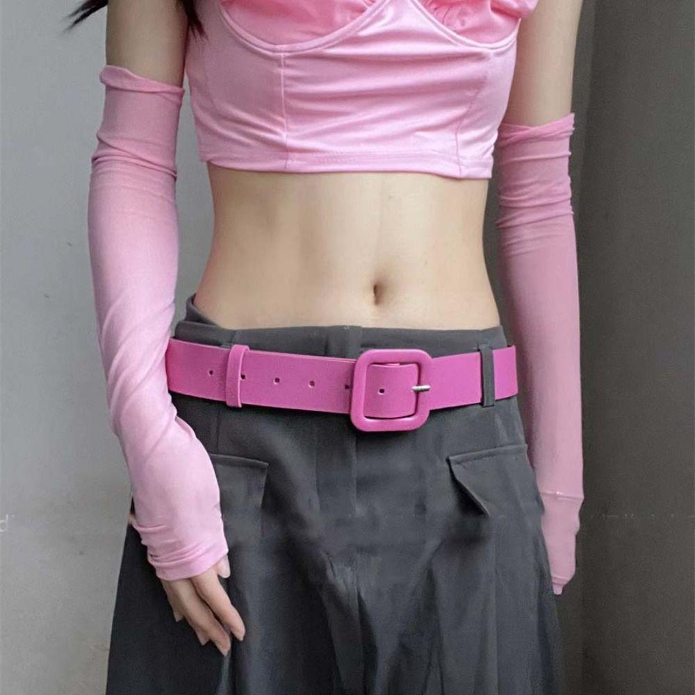 Square Buckle Wide Belt Y2k Trouser Decoration Simple PU Leather Belt  Dress Decoration