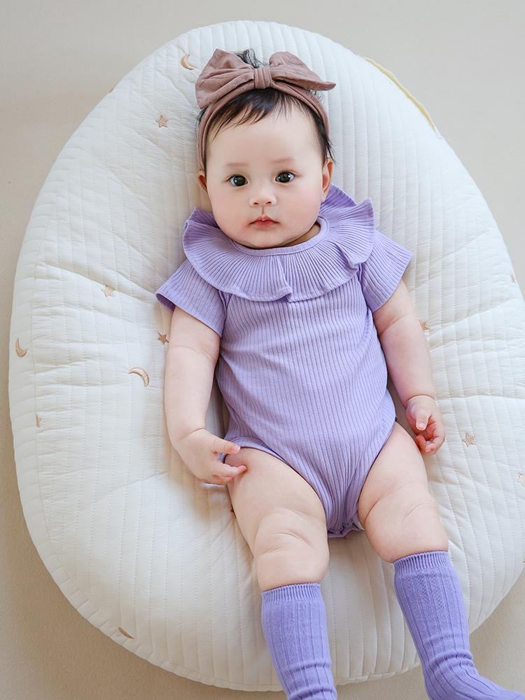 2025 A-Type однотонный полосатый детский комбинезон для ползания - Ins Style