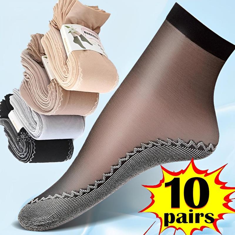 1/5/10 Pairs Women's Ultra-thin Cotton Silk Short Socks Seamless Breathable Socks