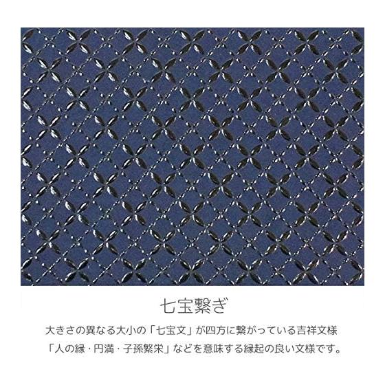 Inden-ya Кошелек для карт Inden, Большая вместимость, Оленья кожа, Темно-синий x Черный лак, Узор «Цуанаги» (чешуя рыбы), 2501-04-179, 7 см x 11 см x 1,3 см, Карта с расширяющимся дном