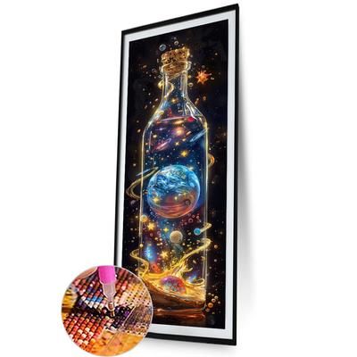 5D DIY Полная круглая дрель Алмазная картина Бутылка Домашний декор Искусство Ремесло 30x90 см