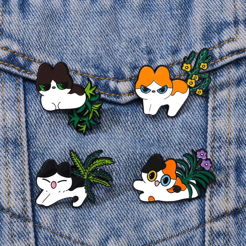 Cartoon cute oil dripping animal plant tail cat clothing accessories decorative oil dripping