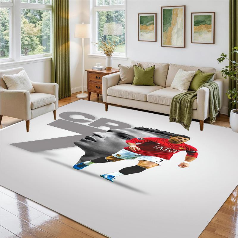 Cristiano Ronaldo Design Crystal Velvet Rug Soft Decorative Mat for Bedroom Entrance