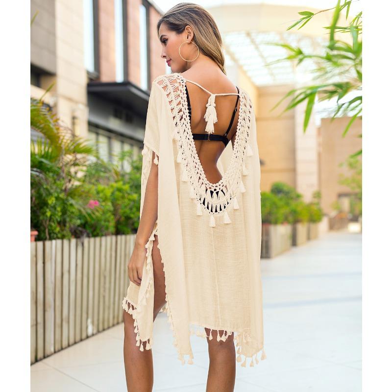 Женские накидки больших размеров, сексуальное платье с открытой спиной и бахромой, свободное платье с разрезом, солнцезащитный крем, пляжный купальник, накидки