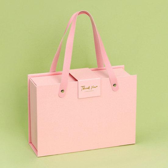 Flap Folding Box Hidden Magnetic Closure with Durable Handle Rectangular Handheld Tanabata Gift Box