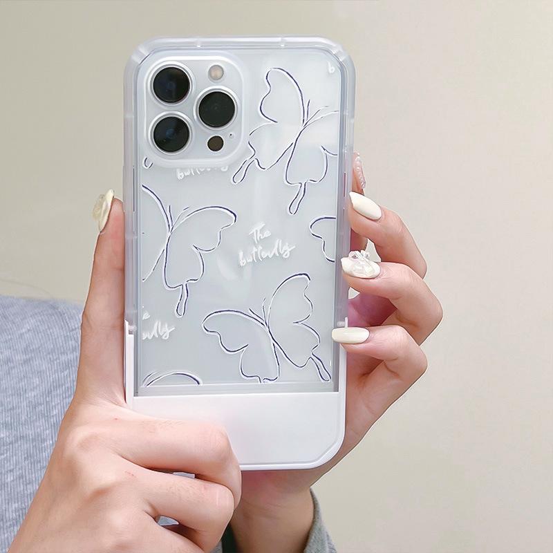 Чехол для телефона Ins Line с бабочкой для Iphone 11 12 Promax 13 Pro Max 8 7 Plus Xsmax X Xr, держатель-подставка, милая задняя крышка с рисунком из мультфильма
