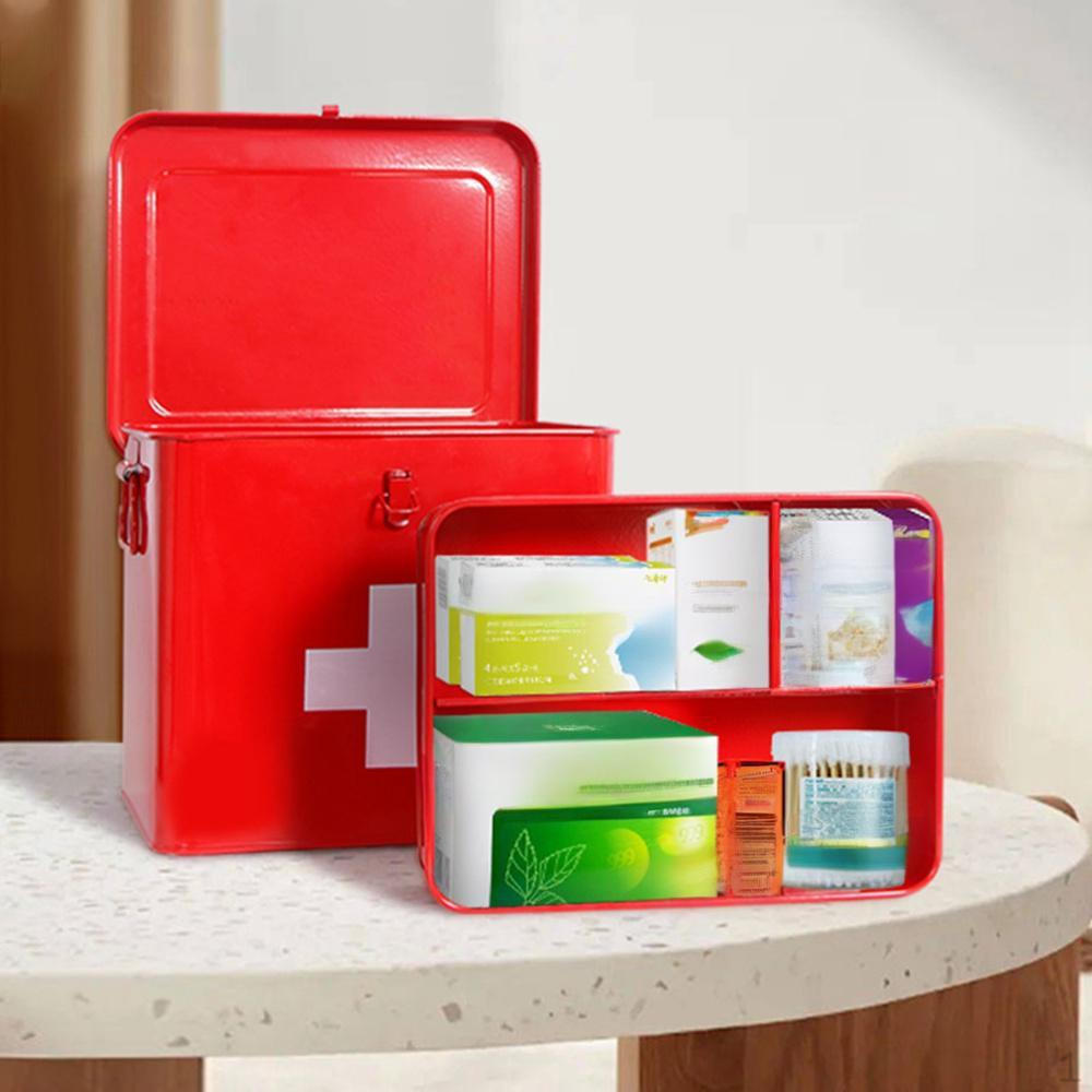 Аптечка для хранения лекарств 9,2x7,2x8,2 дюйма Съемный лоток с ручкой для переноски